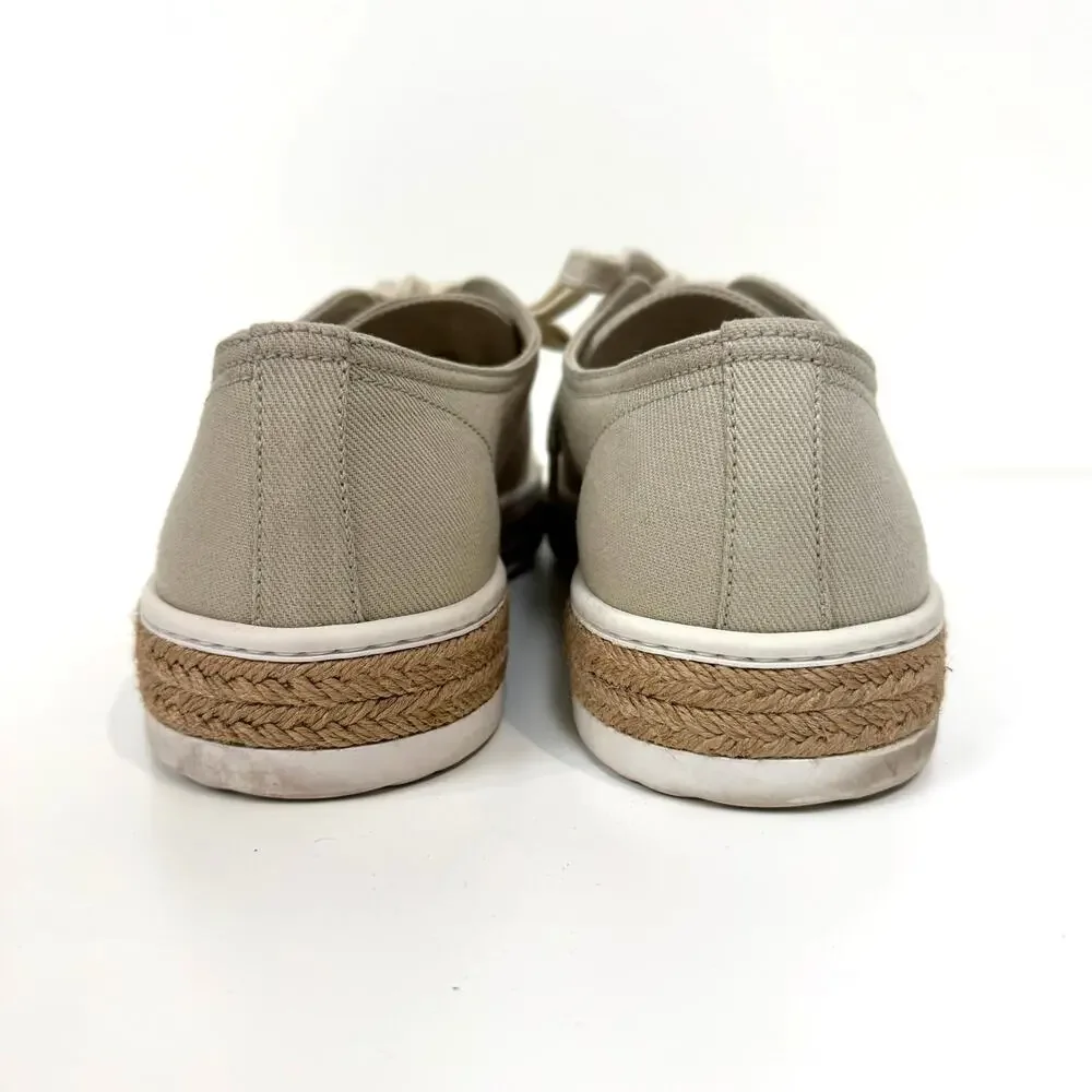 PRADA Gabardine Espadrille Platform Canvas Beige Sneaker 10 Low Top Natural Shoe